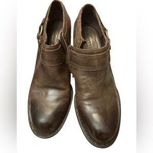 Born Leather Ankle Booties 9M Brown Harness Ring Zip Western Style